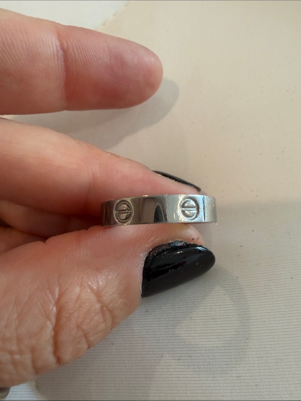 Men's Stainless Steel Screw Accent Band Ring - Silver